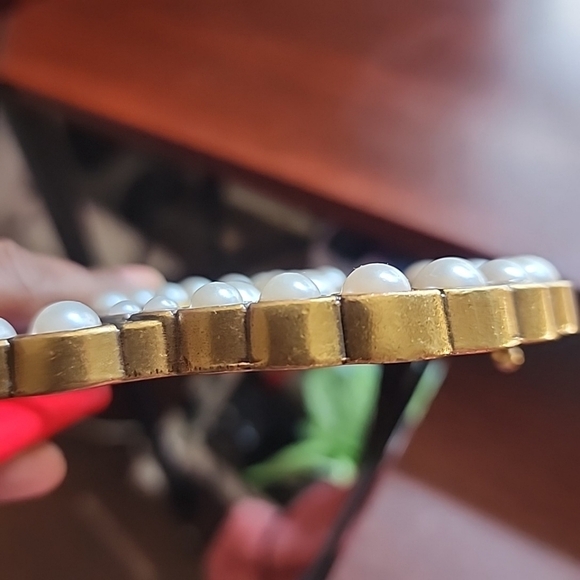 GUCCI GG Marmont Leather Belt – Red with Pearl Embellished Gold Buckle 38 - - Picture 7 of 10